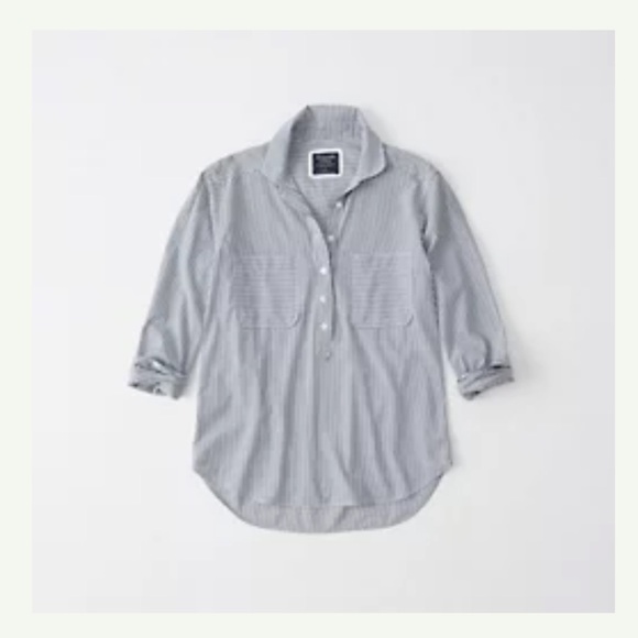 Abercrombie & Fitch Popover Button-Up Striped Shirt size M - Picture 11 of 11